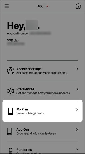 My Verizon App Prepaid Manage Plan