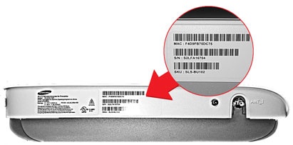 Barcode label, MAC and S/N 
