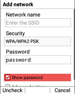Add network screen