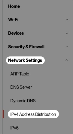 Network Settings > IPv4 Address Distribution