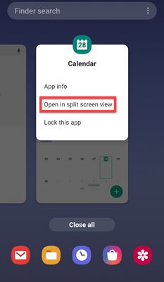 Tap Open in split screen view