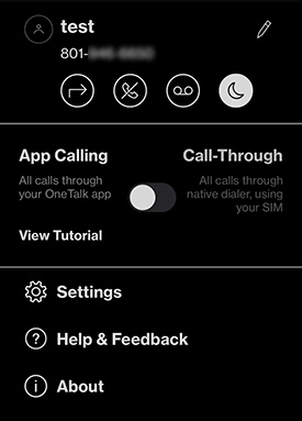 One Talk options menu
