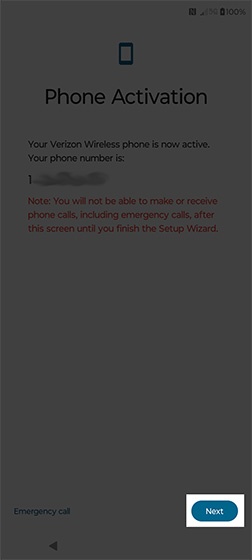 Activation screen