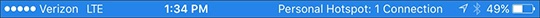 Status bar main screen with hotspot connection