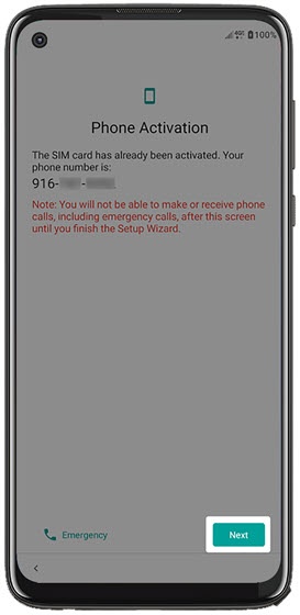 Activation screen