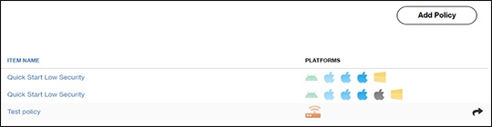 Policies List with Assign arrow