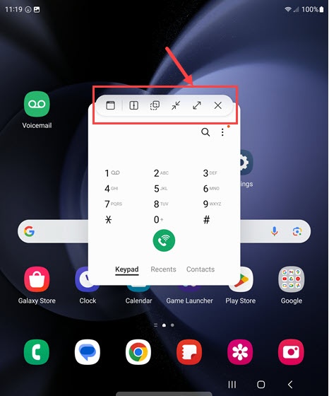 Pop-Up View Menu
