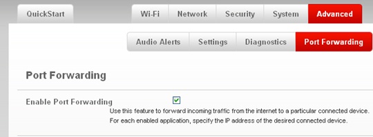 Port Forwarding with Enable Port Forwarding