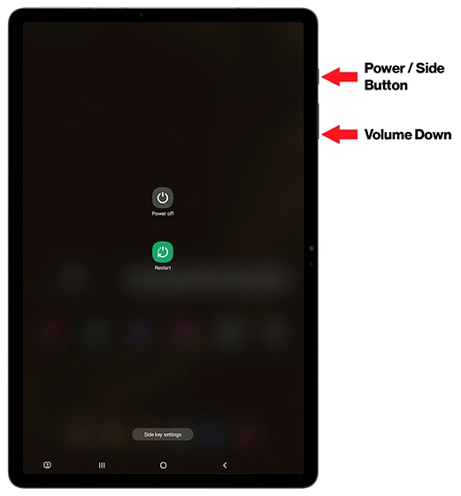 Power and Volume Down buttons with power options