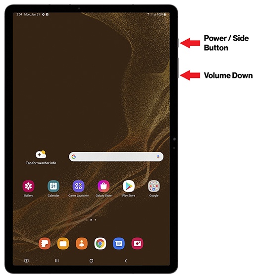 Power and Volume Down buttons