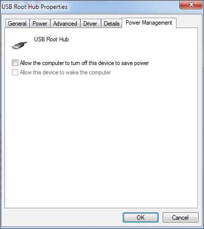 Uncheck Allow the computer to turn off this device to save power then click OK