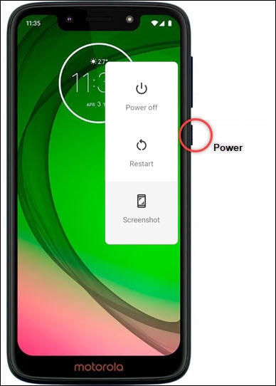 Device shows power button and power off prompt