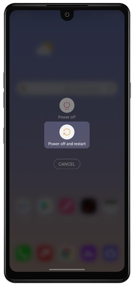 Power Options screen with focus on Restart option