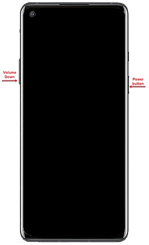 Volume down and power button