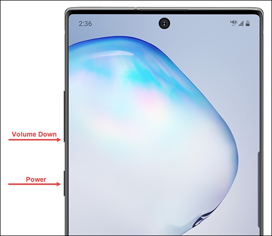 Power and volume down buttons