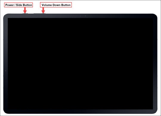 Side and Volume Down Buttons with screen off