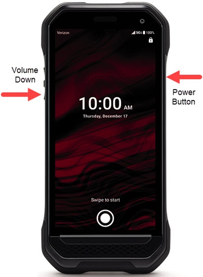 Press and hold the power and volume buttons