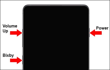 Power and Volume up buttons with Samsung logo