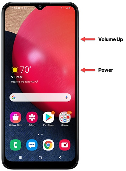 Power and Volume Up buttons
