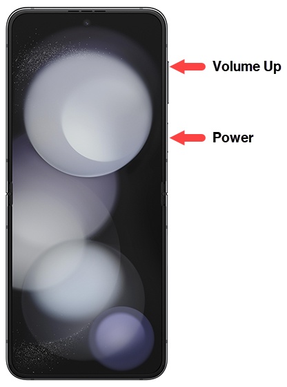 Volume up and Power buttons