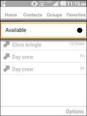 Select the Presence Status