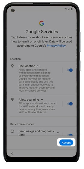 Google Services screen