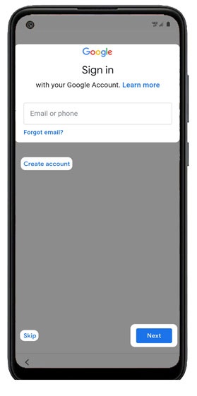 Google sign-in screen