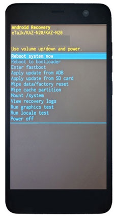 Android Recovery Screen Factory data reset
