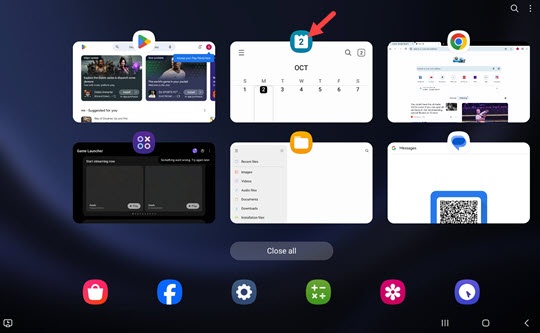 Recent apps view