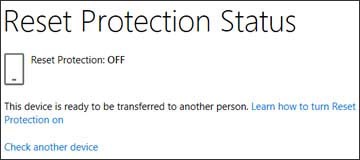 Reset Protection Status Off