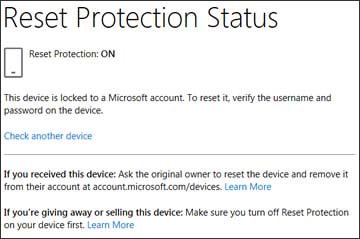 Reset Protection Status On