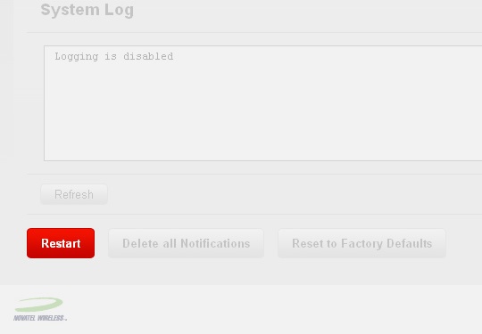 System Status screen with Restart