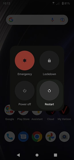 Tap and hold Restart