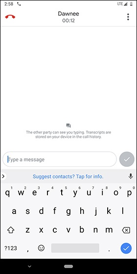RTT call screen