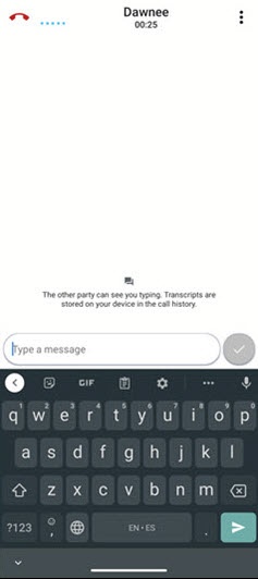 RTT call screen