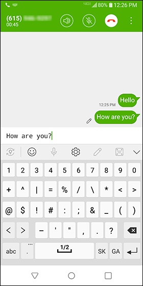 RTT call screen