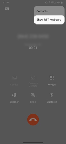Tap Menu then tap Show RTT Keyboard