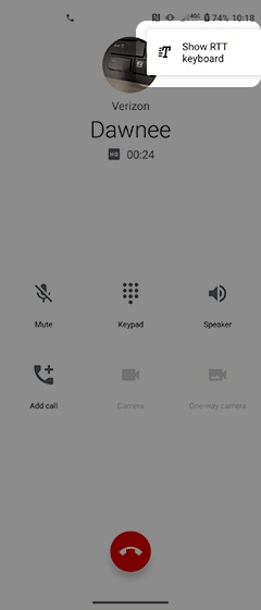 menu then show RTT keyboard