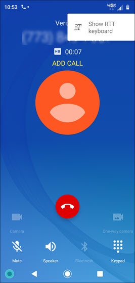 menu then show RTT keyboard