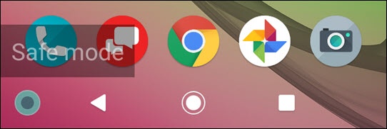 Home screen with Safe Mode active