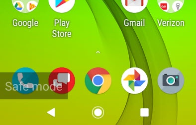 Safe mode screen