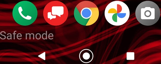 Safe mode screen