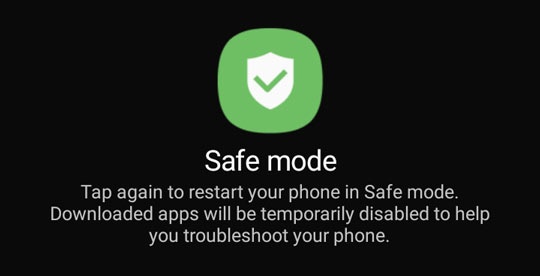 Safe mode prompt screen