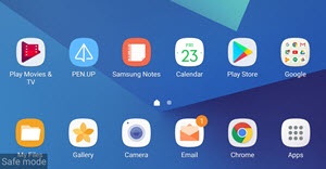 Safe mode screen