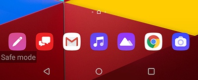 Home screen with Safe mode