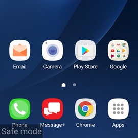 Safe mode screen