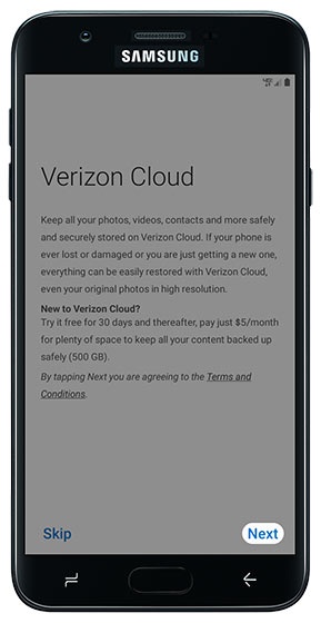 Verizon Cloud screen