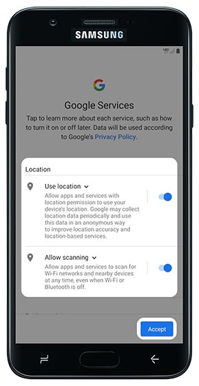 Google services screen