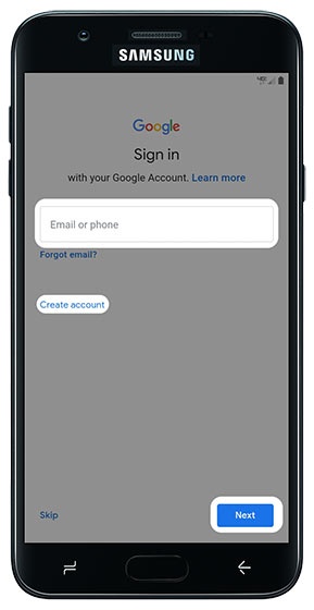Google account sign in screen