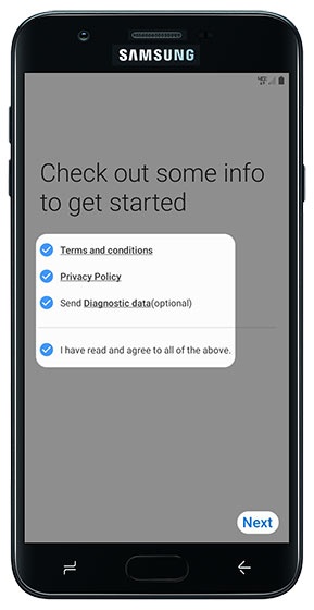 Terms and conditions screen